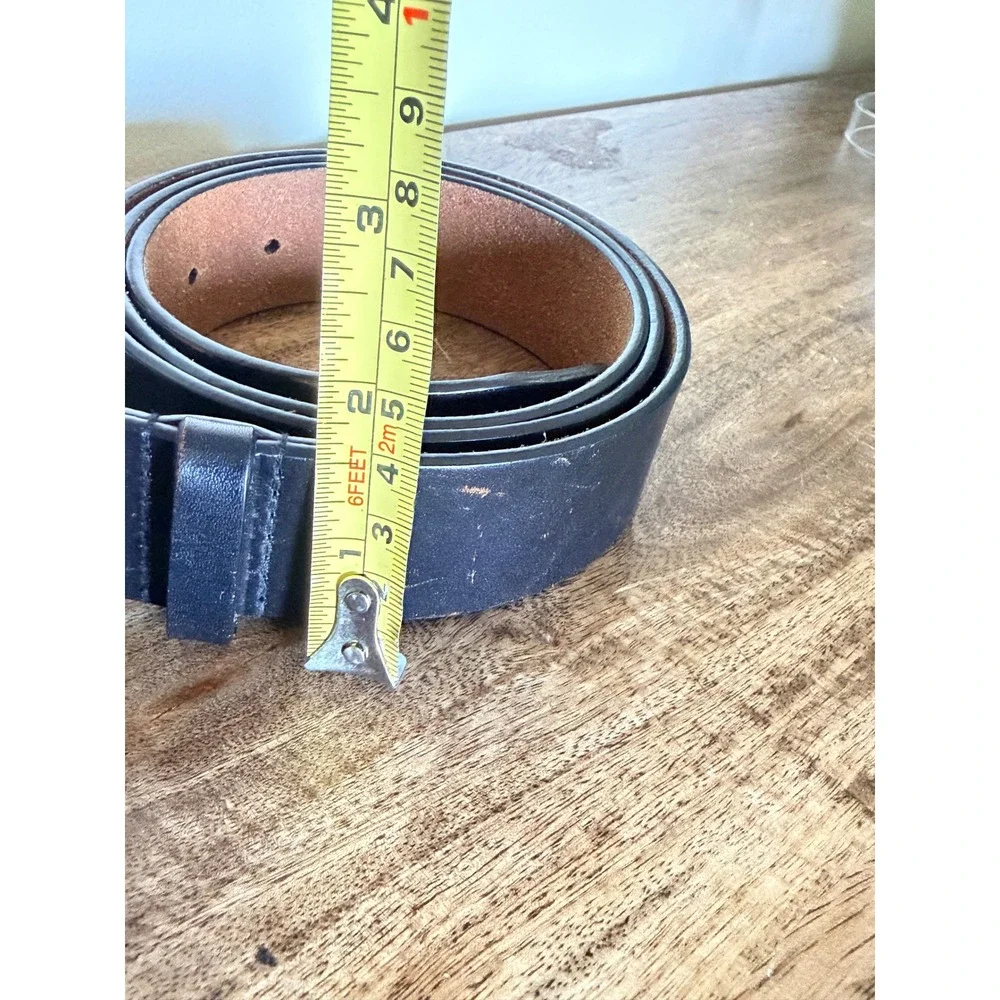Guess Leather Belt Men XL Black Silver G Logo Buckle Leather